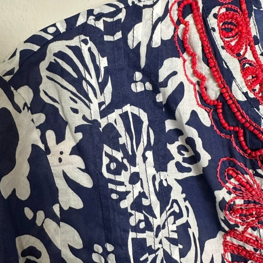 Lilly Pulitzer Sarasota Top Tunic Size Medium Blue beaded beach resort vacation - Picture 4 of 10